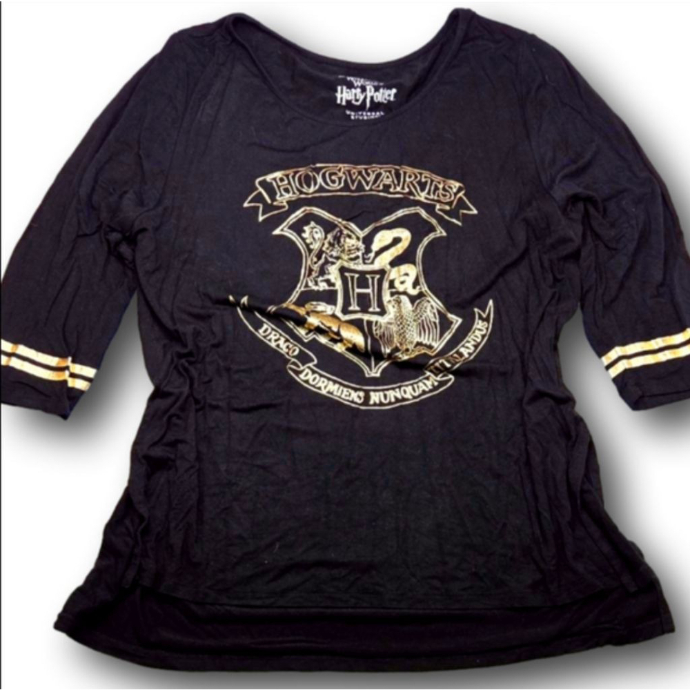 Women's Universal Studios Harry Potter Long Sleeve Tee XL Black Gold